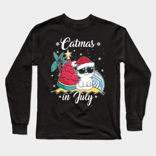 Christmas in July "Catmas in July" Funny Cat Long Sleeve T-Shirt